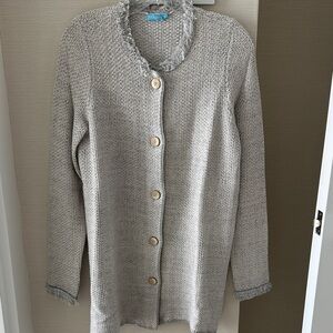 J. McLaughlin Light Gray Button-Up Cardigan